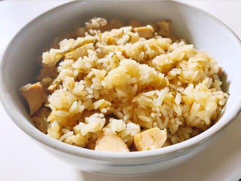 サラダチキンとふじっ子昆布の簡単炊き込みご飯！